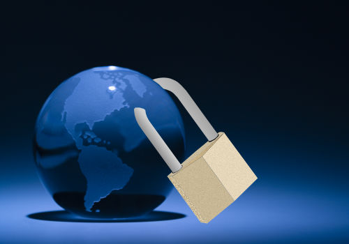 Image of a globe with a padlock fixed to it