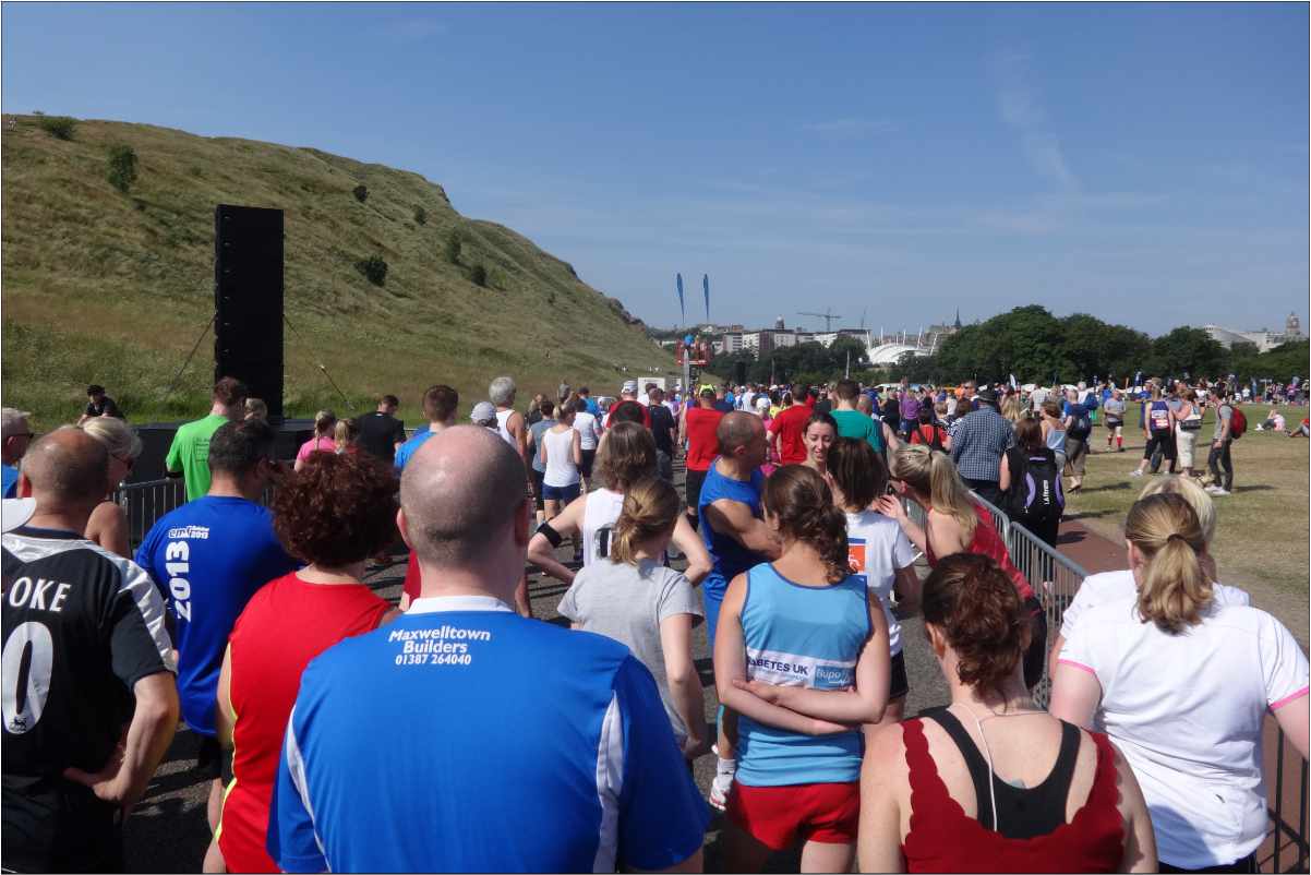 photo of thousands of runners assembling for the start of the Great Edinburgh Run 2013.